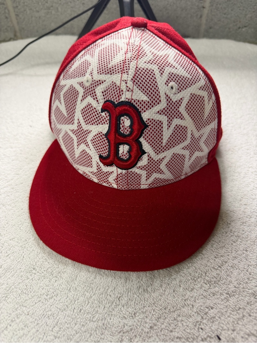 Boston Red Sox Mesh Baseball Cap w/ 'B' Logo Stars and Stripes details sz 7 1/4